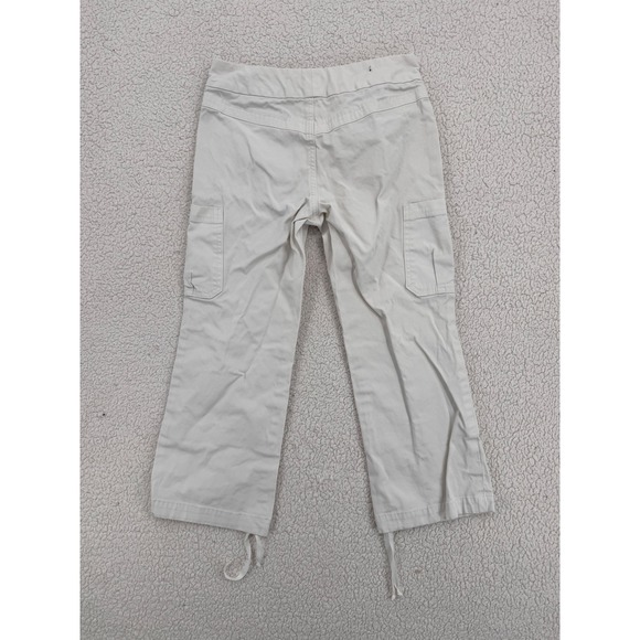 Banana Republic Women White Ivory Cropped Cargo Pants Drawstring Hem Size 2 - Picture 2 of 5